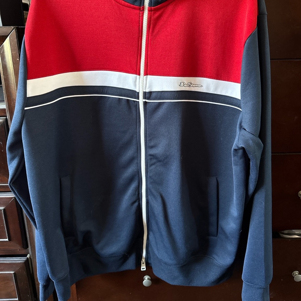 Ben Sherman Red and Navy Zip-Up Sweater